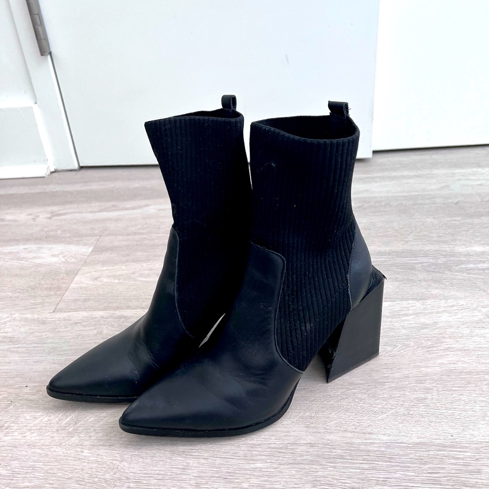 Steve Madden black heeled sock booties